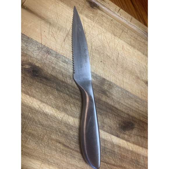 Stainless Steel One Piece Nu-Wave Kichen Knife Set Of 5 With Block - Picture 8 of 15